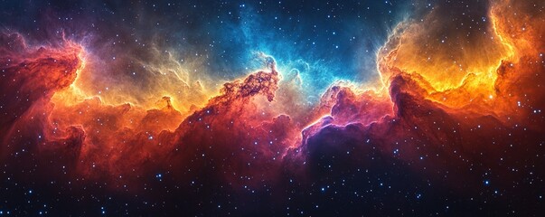 Wall Mural - cosmic nebula formation outer space digital art celestial environment wide angle astrophysics concep