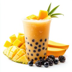 Wall Mural - Tropical Fruit Boba Tea A mix of pineapple mango 