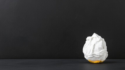 Wall Mural - Crumpled paper ball on dark background, studio shot, minimalist design