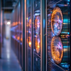 Poster - Data center operations high-tech facility infrastructure industrial environment close-up view technology advancements