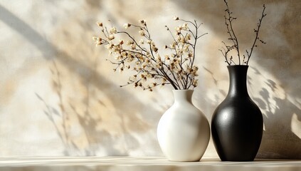 Wall Mural - Dried flowers, vases, sunlight, wall, interior decor