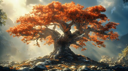 Wall Mural - tree in the fog