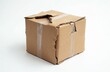 © Vadym - Damaged cardboard box on white background. Box crushed, torn with tape. Looks like delivery shipping package. Likely used. Maybe damaged during shipping handling. Photo could used to illustrate