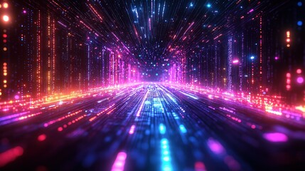 Digital highway, glowing data stream, abstract background, tech concept