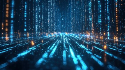 Digital rain, data stream, abstract background, technology concept