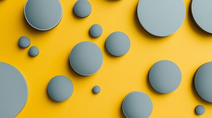 Poster - Round Shapes in Soft Gray and Bright Yellow Background Design