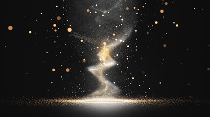 Wall Mural - golden sparkles and smoke: a dazzling display of swirling golden particles and smoke against a black