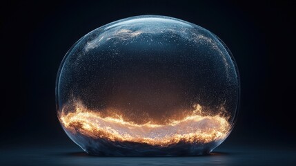 Poster - Explosive fire and water interaction abstract art digital dark environment close-up view creative concept