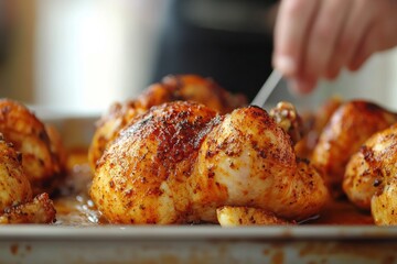 Seasoned Chicken Thighs Roasted to Perfection Ready for a Tasty Meal with Garnish