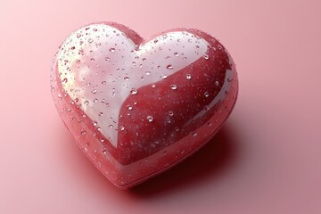 Poster - Heart shaped object with water droplets on a surface creating a visually striking composition