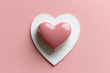 Poster - Heart shaped object placed on a soft pink background for romantic or love themed designs