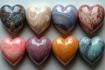 Poster - A collection of heart shaped stones arranged on a flat surface for decorative purposes