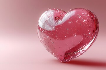 Poster - Pink heart shaped object on a pink background for love and affection themes