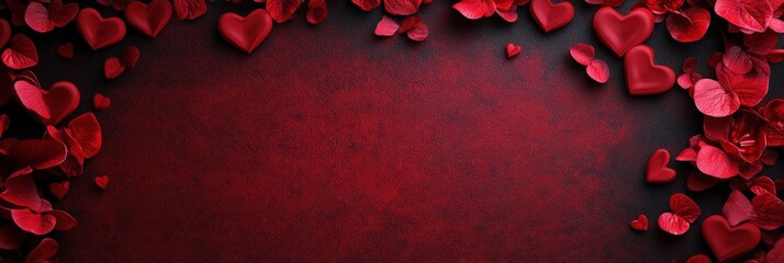 Poster - Red hearts patterned background for digital wallpaper and graphic design projects