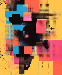 Poster - Abstract Colorful Geometric Design with Bold Patterns and Shapes