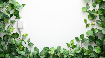 Wall Mural - Vibrant Green Leaves Gracefully Laid Against a Crisp White Background Evoking Freshness and Tranquility in Nature Perfect for Minimalist Design and Eco Friendly Themes in Photography