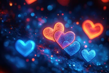 Poster - Two intertwined hearts symbolizing love and affection in a romantic setting