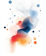 Wall Mural - Abstract Colorful Waves with Dots and Soft Shapes on White Background