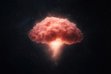 Wall Mural - A red cloud in space with a lot of dust and stars