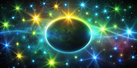 Wall Mural - celestial orb surrounded by vibrant, luminous stars in a dark expanse of space