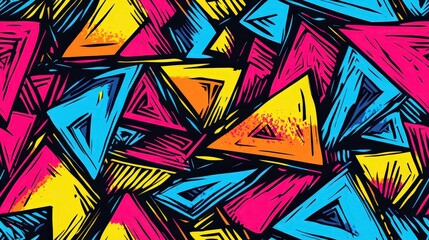 Poster - Vibrant Abstract Geometric Pattern with Colorful Triangles and Shapes