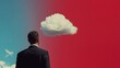 © Chayanin Wongpracha - businessman contemplating cloud in divided sky