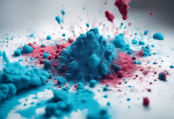 Wall Mural - festival paint explosion holi white burst industrial color blue powder print concept background cyan