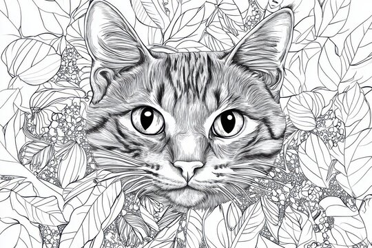 Cat coloring page for kids