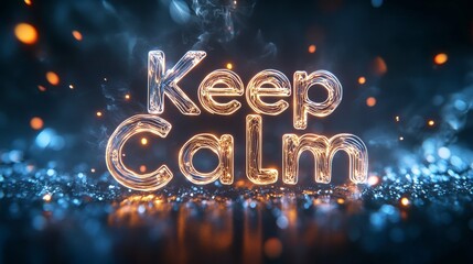 Poster - Glowing Typography with Keep Calm Message in Sparkling Background
