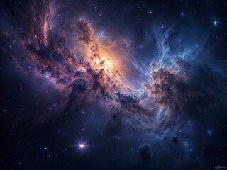 Wall Mural - cosmic nebula shines brightly creating colorful patterns in the deep space