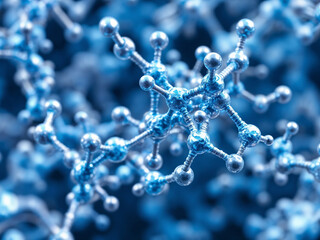 Wall Mural - molecular structure represents scientific data in a blue laboratory environment for medical research
