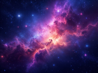 Wall Mural - cosmic nebula shines with vibrant colors creating an ethereal dreamlike space scene full of stars