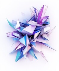 Poster - Abstract Geometric Shapes in Blue and Purple Tones with Sharp Edges