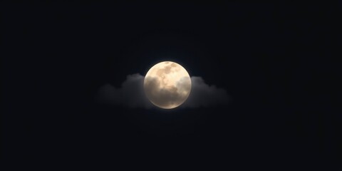 Wall Mural - A full moon partially obscured by clouds in a dark night sky