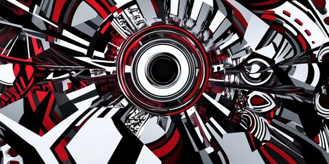 Poster - Abstract Dynamic Pattern with Red and Black Geometric Elements