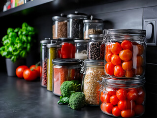 Poster -  a chef organizing ingredients in the kitchen pantry