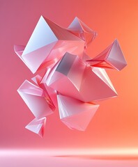 Poster - Abstract Geometric Shapes in Pink and Orange Background