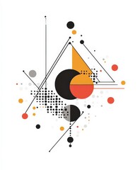 Poster - Abstract Geometric Design with Circles and Triangles in Bold Colors