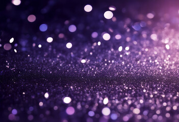 Wall Mural - glitter silver blue purple focused vintage lights black background abstract bling blurred blurry bok