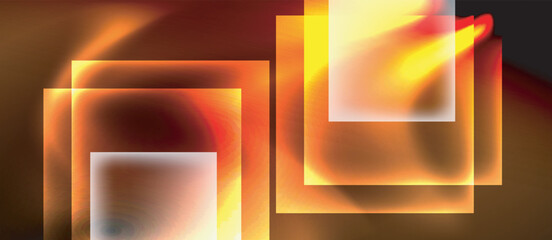 Poster - Glass squares with neon shiny light abstract background