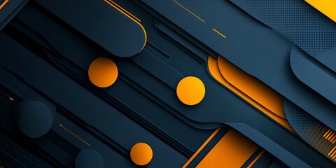 Poster - Abstract Geometric Composition with Dark Blue and Yellow Elements