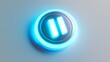 © Sinechana - 62.A minimalistic circular power button icon in 3D, glowing faintly in blue, with a smooth metallic finish against a clean white background.
