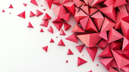 Poster - Geometric Shapes in Red Tone with Abstract 3D Triangles Design