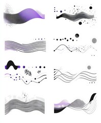 Poster - Abstract Wave Patterns in Black and Purple Shades for Design Use