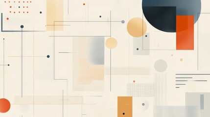 Poster - Abstract Geometric Background with Circles and Lines in Muted Colors