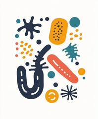 Poster - Abstract colorful shapes and patterns on a light background