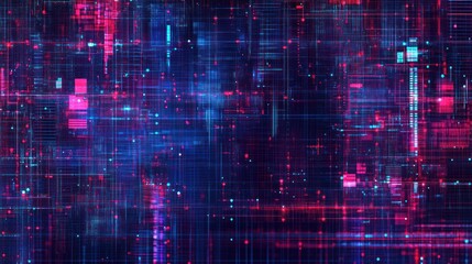 Poster - Abstract Futuristic Technology Background with Neon Lights and Data Streams