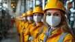 © MILKY_PS - Essential PPE Group of workers using protective face masks and gloves in a chemical plant, symbolizing the necessity of personal protective equipment in hazardous workplaces for safety and health