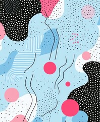 Poster - Colorful Abstract Background with Shapes and Dots in Blue Palette