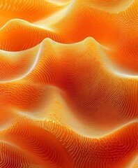 Poster - Abstract Orange Waves with Lines and Curves in a Digital Design